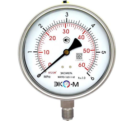 Манометр коррозионностойкий Физтех ДМ8008-ВУф Кс исп 2 0-6 МПа кт.1,0 d.160 IP65 M20_1,5 РШ SG, Силикон 4687205724861