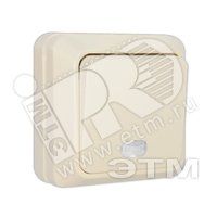 Олимп Выключатель одноклавишный наружный 10А с индикацией бежевый