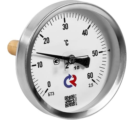 Термометр биметаллический Физтех ТБф-120 0…120C кт.1,5 d.100 IP54 ОШх6 ГЗЛ-РТ A2.0x14 U64x9/1, с гильзой (латунь) 4687205455284