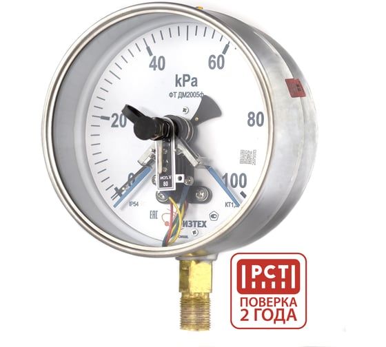 Манометр электроконтактный пылевлагозащищенный Физтех ДМ2005ф исп V 0-100 кПа кт.1,5 d.160 IP54 M20_1,5 РШ SG 4687205622464