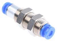 KCE04-00, SMC Pneumatic Bulkhead Tube-to-Tube Adapter Straight Push In 4 mm to Push In 4 mm, Переходник