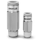 AKH08B-03S, SMC Inline check valve 8mm push in to R3/8 male, free flow from push in to thread, Прямой фитинг