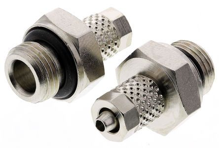 1020-4/2.7-1/8, RS PRO Threaded-to-Tube Pneumatic Fitting G 1/8 to Push In 4 mm, 15 bar, Переходник