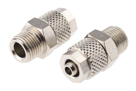 1000-6/4-1/8, RS PRO Threaded-to-Tube Pneumatic Fitting R 1/8 to Push In 6 mm, 15 bar, Переходник