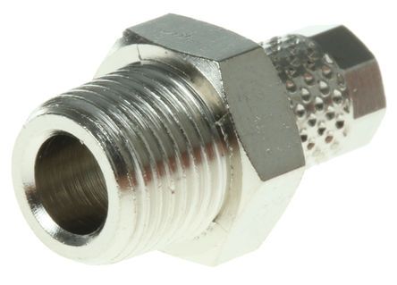1000-4/2.7-1/8, RS PRO Threaded-to-Tube Pneumatic Fitting R 1/8 to Push In 4 mm, 15 bar, Переходник