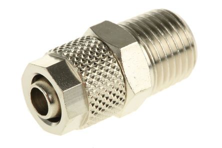 1000-8/6-1/4, RS PRO Threaded-to-Tube Pneumatic Fitting R 1/4 to Push In 8 mm, 15 bar, Переходник