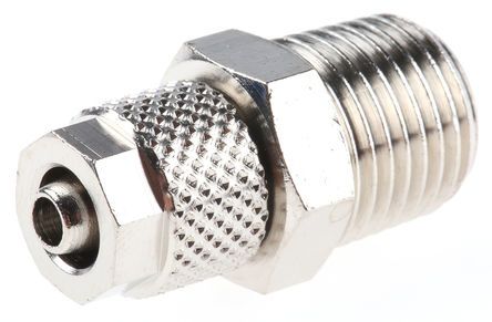 1000-6/4-1/4, RS PRO Threaded-to-Tube Pneumatic Fitting R 1/4 to Push In 6 mm, 15 bar, Переходник
