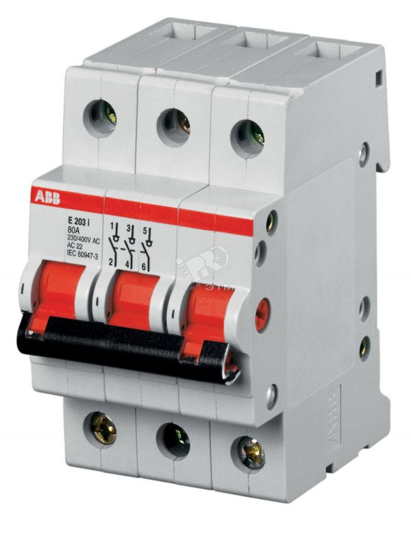 Рубильник 3п SD203 63A рычаг красный