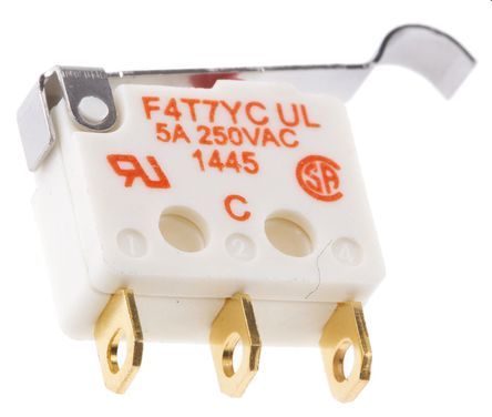 F4T7YC-UL, Saia-Burgess SP-NO/NC Simulated Roller Lever Microswitch, 5 A @ 250 V ac, Микропереключатель