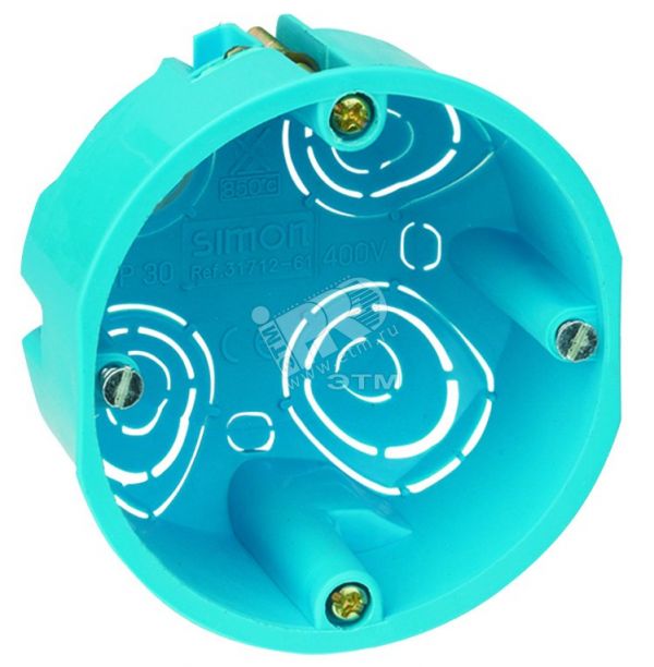 Коробка устан. в гипсокарт., 1 мод.(Sim.27,82,82N,88), 60мм, термопл., синий