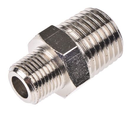 0900 10 13, Legris LF3000 20 bar Brass Pneumatic Straight Threaded Adapter, R 1/8 Male To R 1/4 Male, Переходник