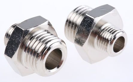 0901 10 13, Legris LF3000 60 bar Brass Pneumatic Straight Threaded Adapter, G 1/8 Male To G 1/4 Male, Переходник
