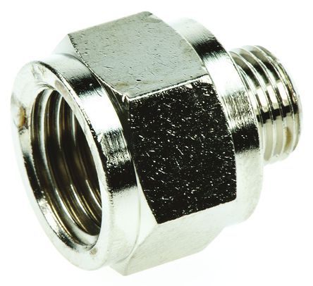 0906 10 13, Legris LF3000 60 bar Brass Pneumatic Straight Threaded Adapter, G 1/8 Male To G 1/4 Female, Переходник