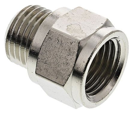 0906 00 13, Legris LF3000 60 bar Brass Pneumatic Straight Threaded Adapter, G 1/4 Male To G 1/4 Female, Переходник