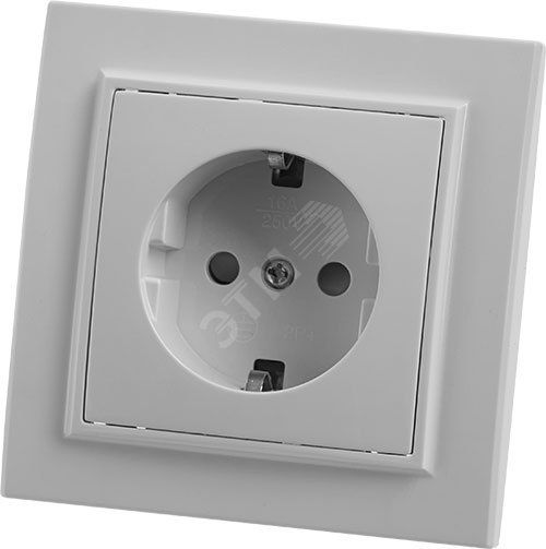 Розетка 1-местная с/з, Эрна, белый,