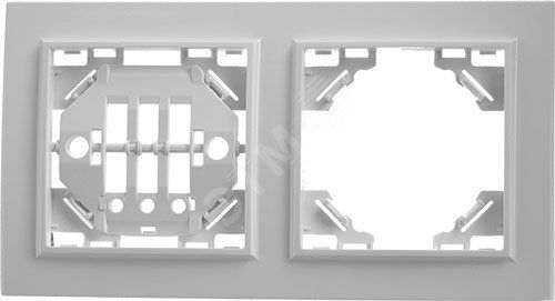 Рамка двухместная горизонтальная, Эрна, белая,