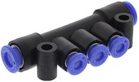 KM13-04-06-3, SMC 3 Outlet Ports PBT Pneumatic Manifold Tube-to-Tube Fitting, Push In 4mm Outlet, Фитинг