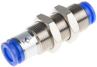 KCE08-00, SMC Pneumatic Bulkhead Tube-to-Tube Adapter Straight Push In 8 mm to Push In 8 mm, Переходник