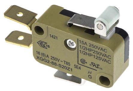 XGG2-88-S20Z1, Saia-Burgess SPDT-NO/NC Roller Lever Microswitch, 16 A @ 250 V ac, Микропереключатель
