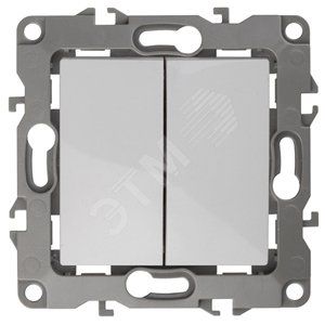 Выключатель двухклавишный скрытого монтажа белый 10А 250В автоматические (безвинтовые) ЭРА 12 12-1004-01