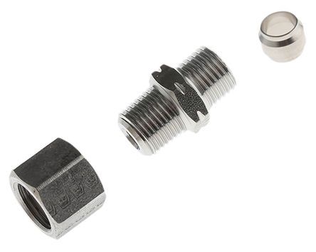 1805 06 11, Legris Threaded-to-Tube Pneumatic Fitting NPT 1/8 to Push In 6 mm, LF3000 Series, 80 bar, Переходник