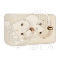 Олимп Розетка двойная с заземлением бежевая наружная