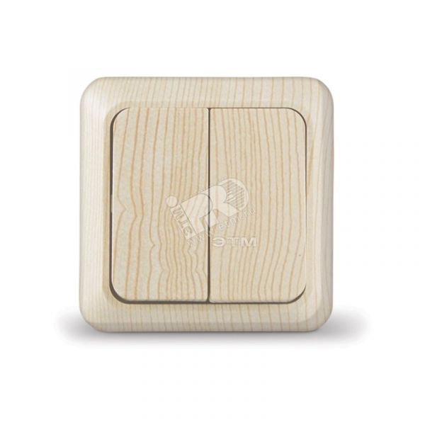 Выключатель Олимп двухклавишный сосна