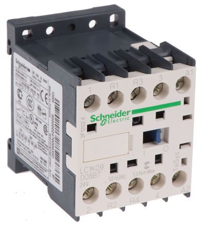 LC1K09008B7, Schneider Electric 4 Pole Contactor - 9 A, 24 V ac Coil, TeSys K, 2NO/2NC, Контактор
