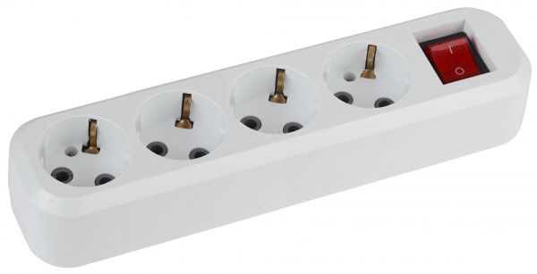 Колодка 4 гнезда, зазeмление, выключатель 10/40/1200 KX-4es