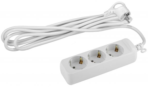 Удлинитель c заземлением, 3х1мм2, 16А, ПВС, 3 гнезда, 7м 10/840 U-3e-7m-3x1