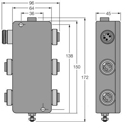 JBBS-49-M413/3G IP67 разветвительный модуль, 4-канальный