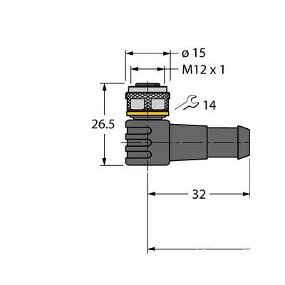 WKC4.4T-P7X3.2-15-RSC4.4T/TXL Соединитель кабельный для датчиков и актуаторов, оболочка PUR