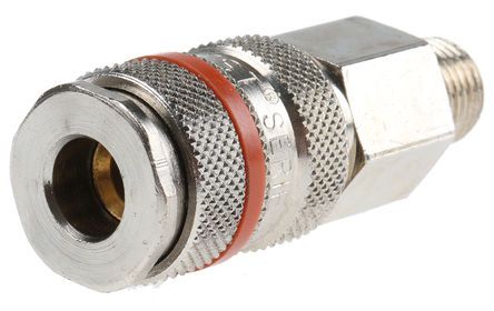 019 RG 13, RS PRO Pneumatic Quick Connect Coupling Brass 1/4 in Threaded, Муфта