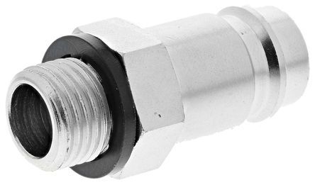 027 EU 13, RS PRO Pneumatic Quick Connect Coupling Brass 1/4 in Threaded, Муфта