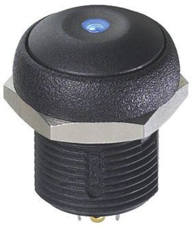 IRR3S422LOB, APEM Single Pole Single Throw (SPST) Momentary Blue LED Push Button Switch, IP67, 16 (Dia.)mm, Panel Mount, 250V ac, Кнопочный переключатель