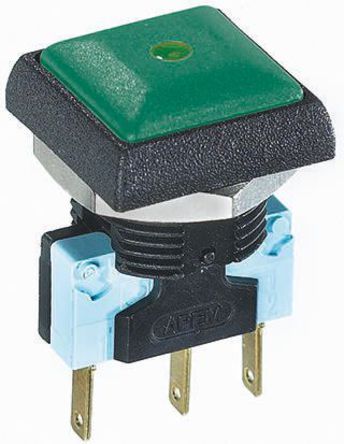 IRC7Z232LOG, APEM Single Pole Double Throw (SPDT) Momentary Green LED Push Button Switch, IP67, 16 (Dia.)mm, Panel Mount, 250V ac, Кнопочный переключатель