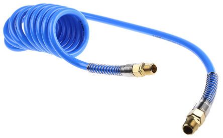 USB98A1280-2.5 (BLUE) (1/4"FDS), RS PRO 2m Blue Coil Tubing with Connector, PUR, R 3/8, Трубка