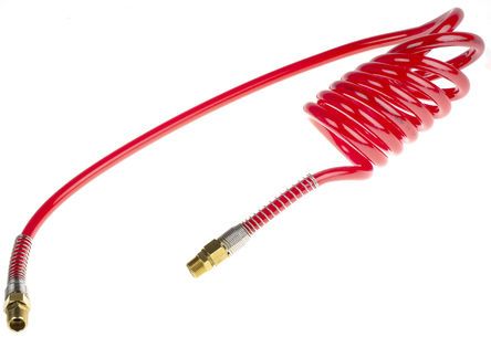 USB98A1280-2.5 (RED) (1/4"FDS), RS PRO 2m Red Coil Tubing with Connector, PUR, R 3/8, Трубка