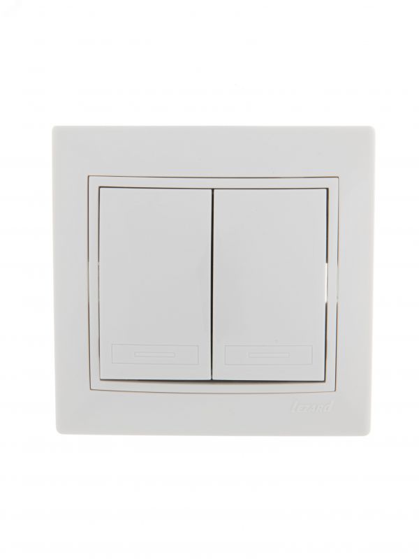 MIRA Выключатель двухклавишный белый с белой вставкой