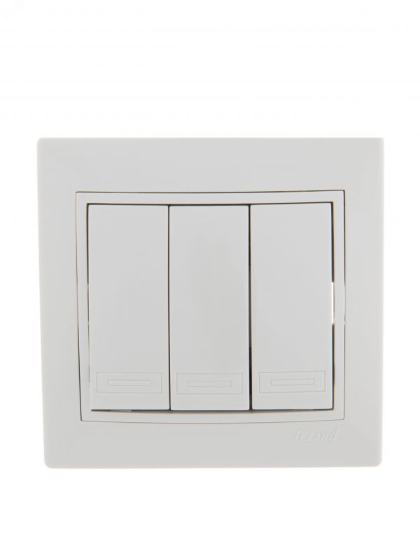 MIRA Выключатель трехклавишный белый с белой вставкой