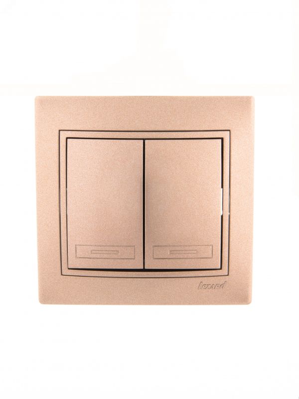 Мира Выключатель двойной светло-кричневый         перламутр