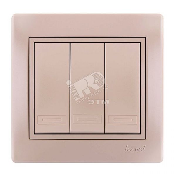 MIRA Выключатель трехклавишный жемчужно-белый перламутр со вставкой