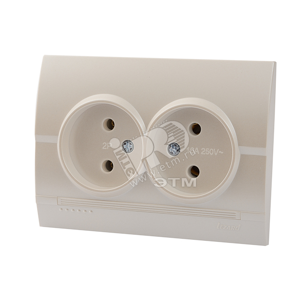 DERIY Розетка двойная без заземления ПБТ белый