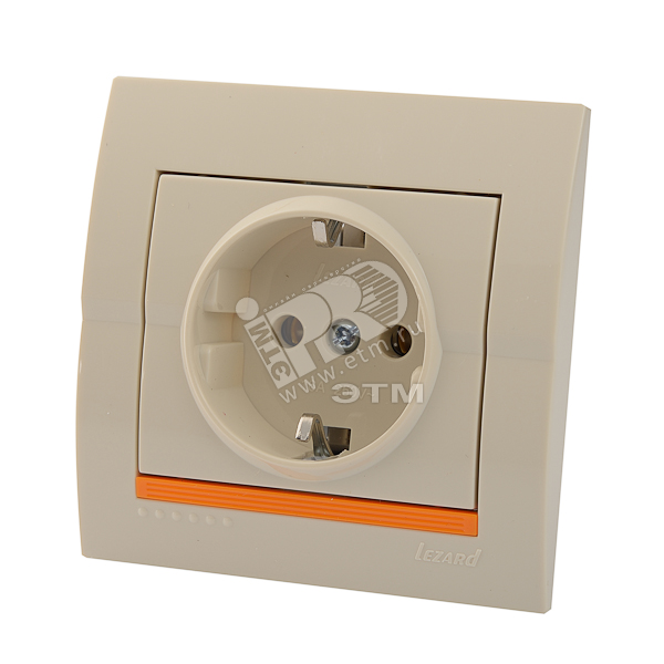 DERIY Розетка с заземлением ПБТ кремовая