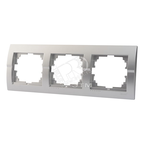 DERIY Рамка 3-ая горизонтальная Серебристый металлик