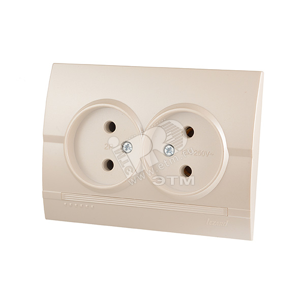 DERIY Розетка х2 б/з ПБТ жемчужно-белый