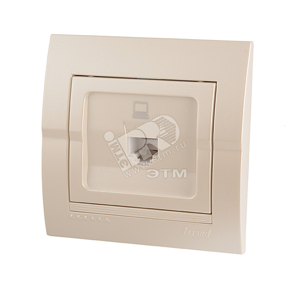 DERIY Розетка компьютерная жемчужно-белая металлик