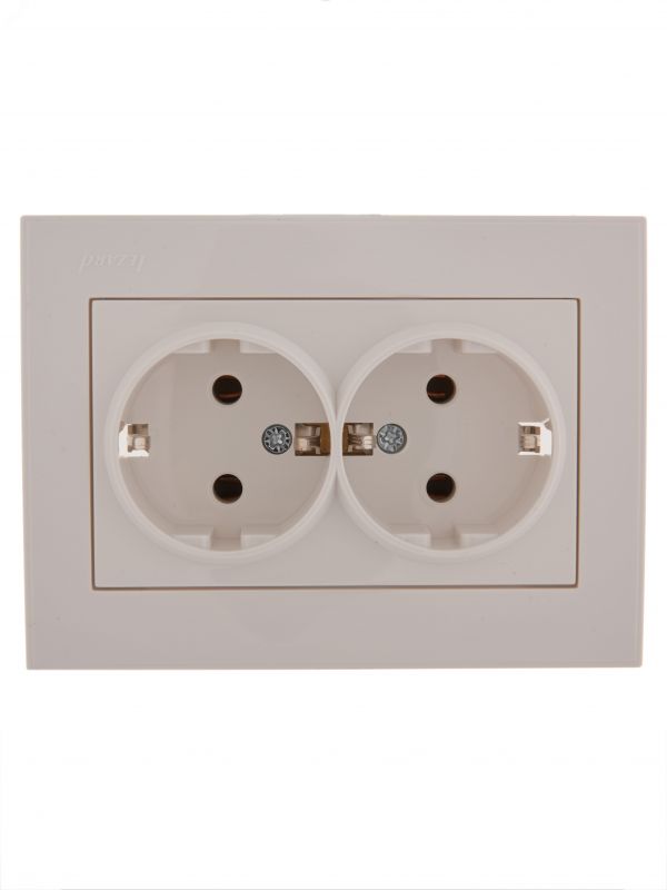 Розетка RAIN двойная с/з керамика белая