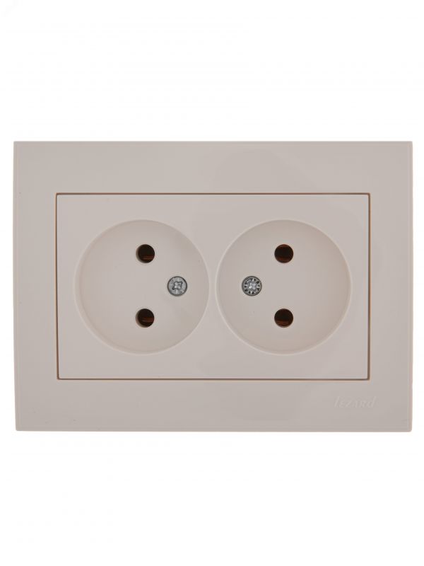 Розетка RAIN двойная б/з керамика белая