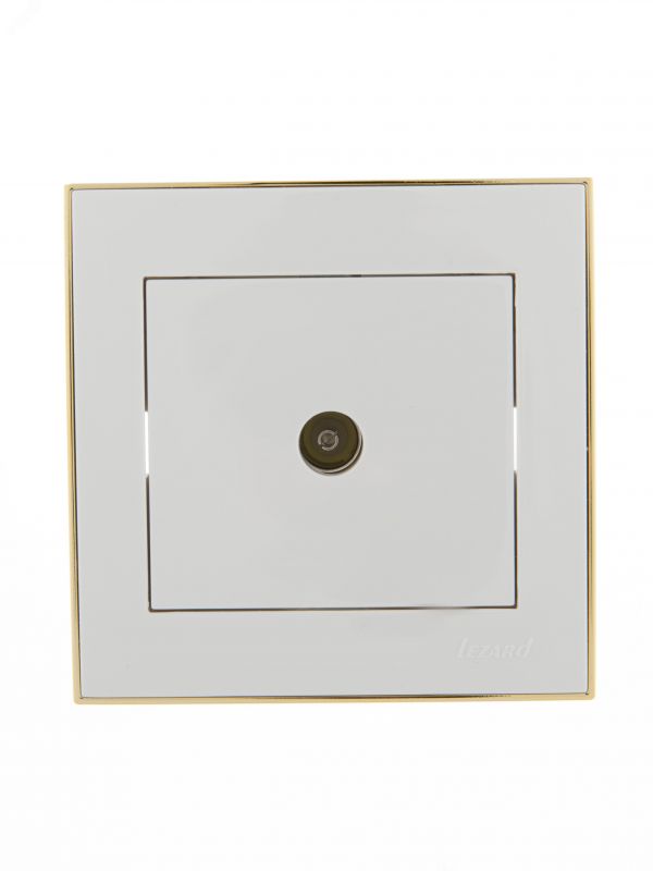Розетка RAIN ТВ оконечная белая с боковой вставкой золото